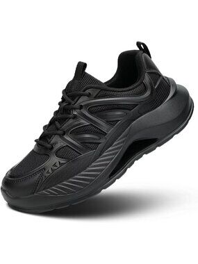 Women's 1 Black Casual Comfort Lightweight Breathable Soft Sole Walking Sneakers